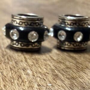 Brighton Black and Silver Crystal Charms Set of 2